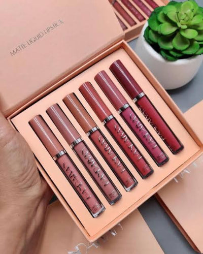 6 Pcs Handaiyan Mate Liquid Lip Gloss Set Liquid Lipstick