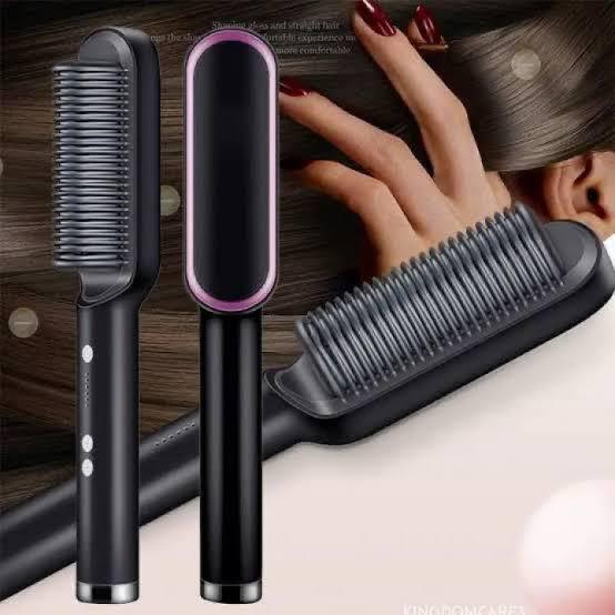 Hqt-909b Electric Hair Straightening & Curling Comb/brush – Dual-purpose Professional Hair Styler, Non-damaging Splint, | 2 In 1 Hair Straightener | ( Random Color )