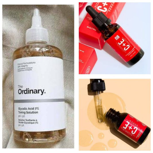 Pack Of 2 The Ordinary Glycolic Acid 240ml + Nirvana Botanics- Vitamin C Serum 15ml